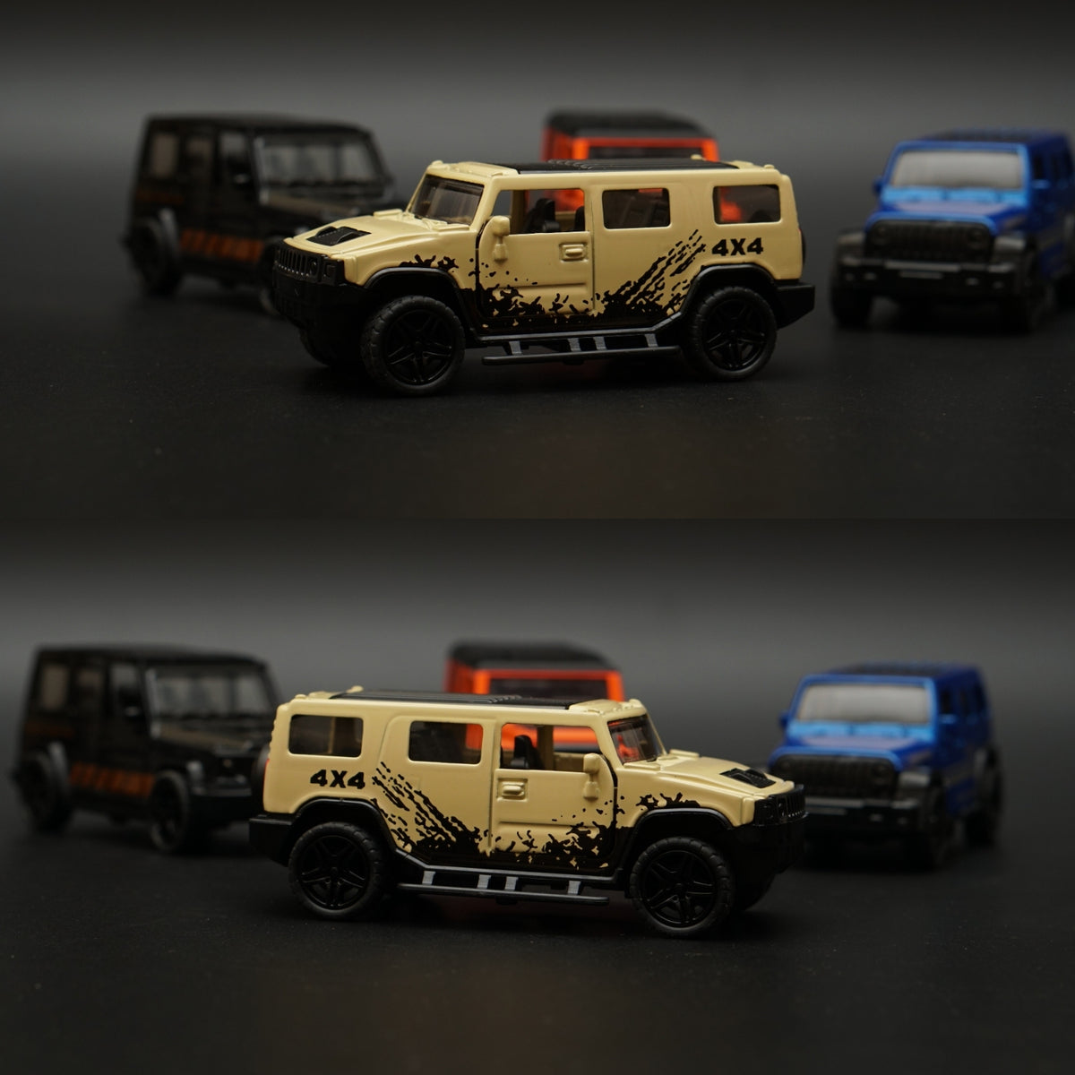 1:43 Defender, Jeep, Gwagon, Hummer 4 Car Diecast Combo -  Kunju Vandi  