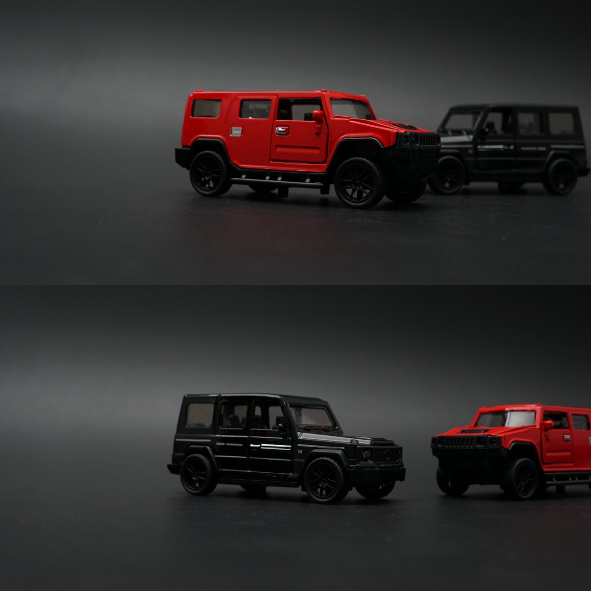 1:43 Diecast 2-Car Set | Hummer H2 Red + Mercedes-AMG G63 Stealth Black -  Kunju Vandi  
