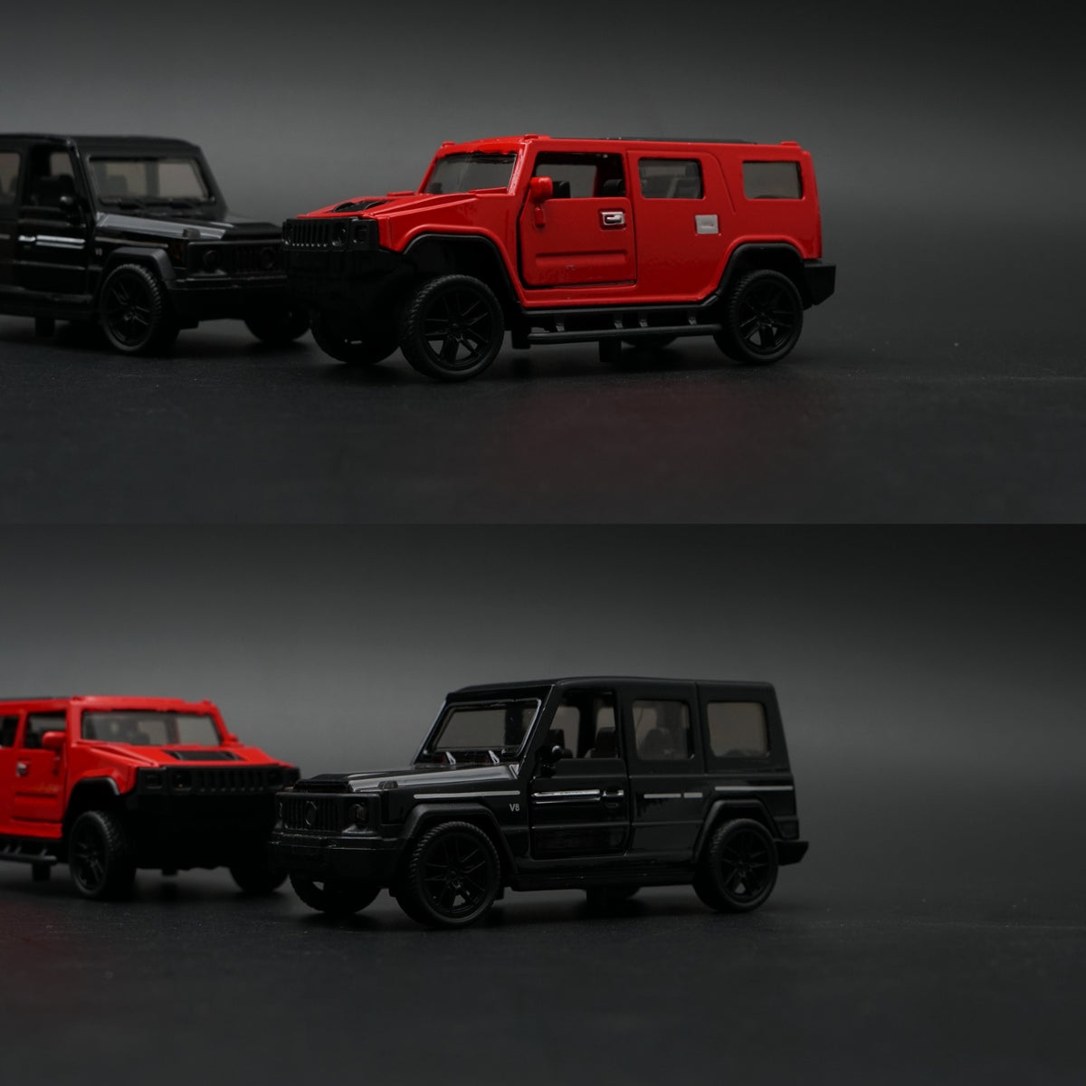 1:43 Diecast 2-Car Set | Hummer H2 Red + Mercedes-AMG G63 Stealth Black -  Kunju Vandi  