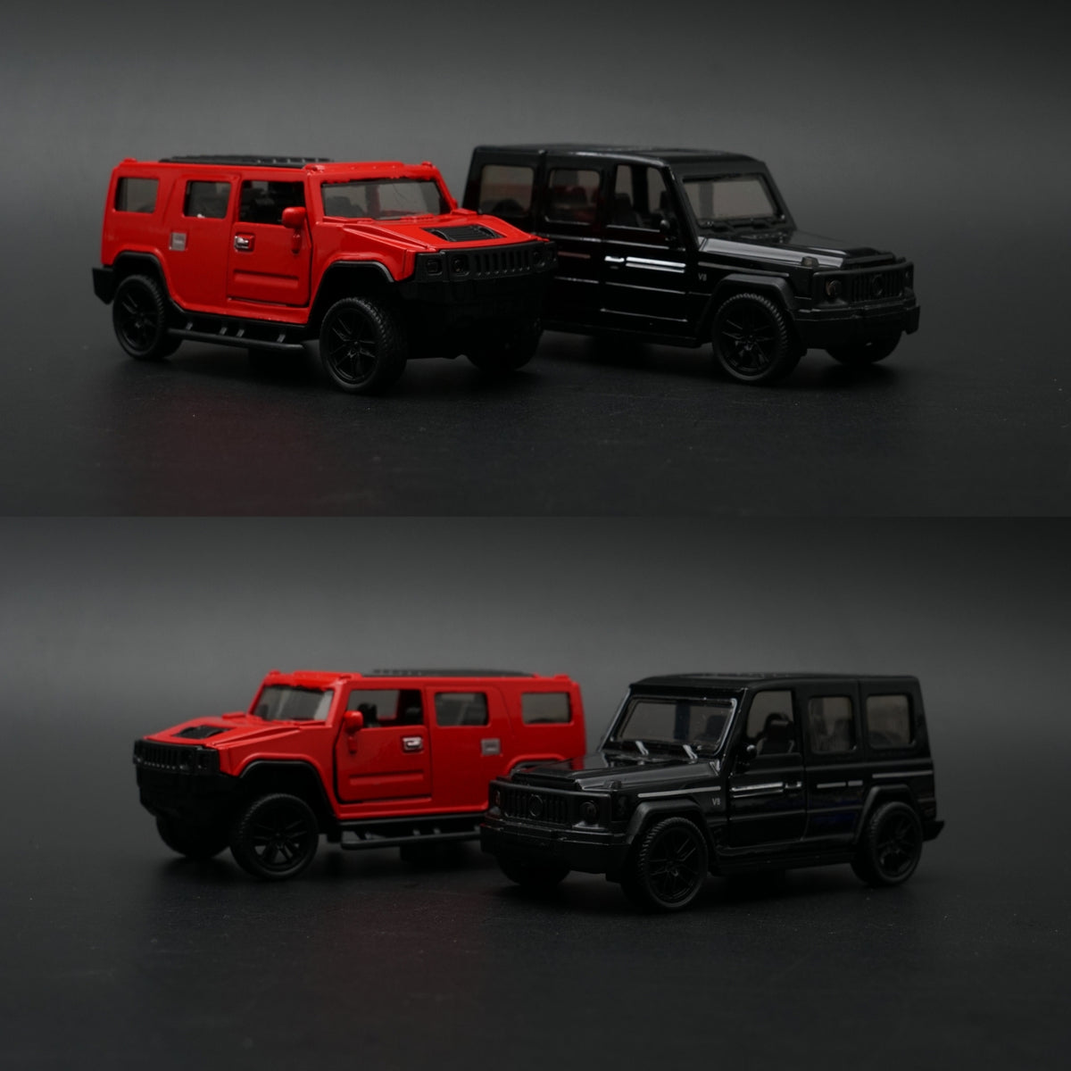 1:43 Diecast 2-Car Set | Hummer H2 Red + Mercedes-AMG G63 Stealth Black -  Kunju Vandi  