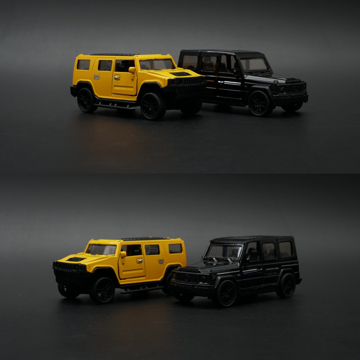 1:43 Diecast 2-Car Set | Hummer H2 Yellow + Mercedes-AMG G63 Black -  Kunju Vandi  