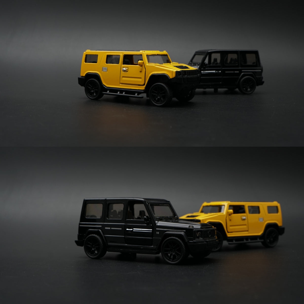 1:43 Diecast 2-Car Set | Hummer H2 Yellow + Mercedes-AMG G63 Black -  Kunju Vandi  