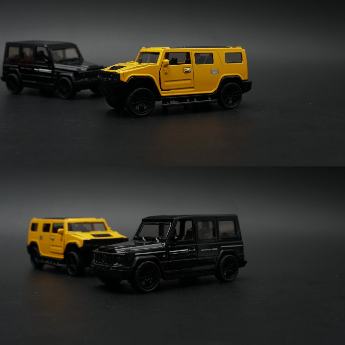 1:43 Diecast 2-Car Set | Hummer H2 Yellow + Mercedes-AMG G63 Black -  Kunju Vandi  