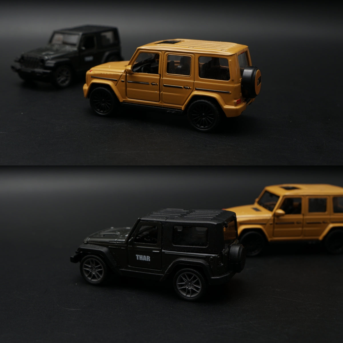 1:43 Diecast 2-Car Set | Mahindra Thar Black + Mercedes-AMG G63 Matte Gold -  Kunju Vandi