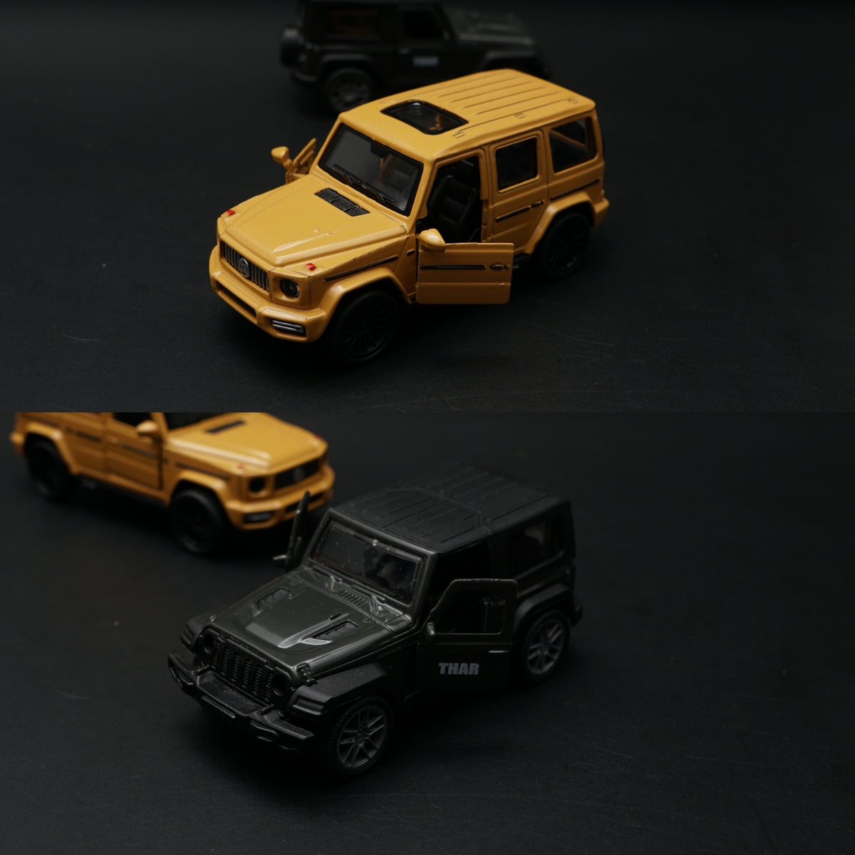 1:43 Diecast 2-Car Set | Mahindra Thar Black + Mercedes-AMG G63 Matte Gold -  Kunju Vandi