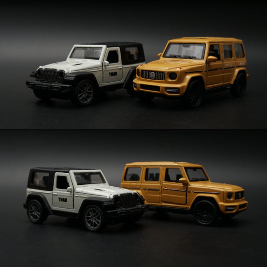 1:43 Diecast 2-Car Set | Mahindra Thar White + Mercedes-AMG G63 Matte Gold -  Kunju Vandi
