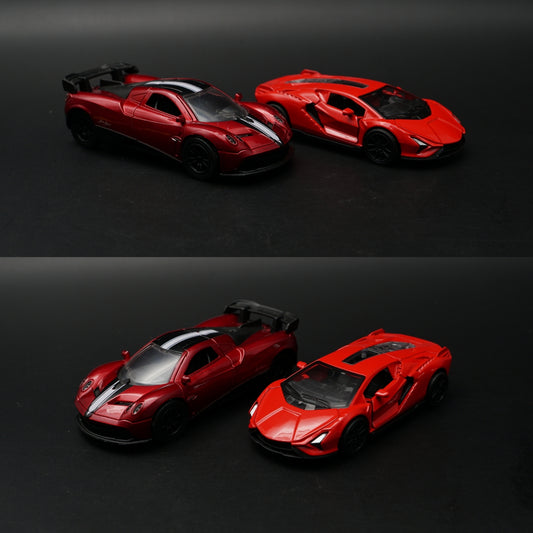 1:43 Diecast 2-Car Set | Pagani Zonda Red + Lamborghini Revuelto Red | Italian Pair -  Kunju Vandi