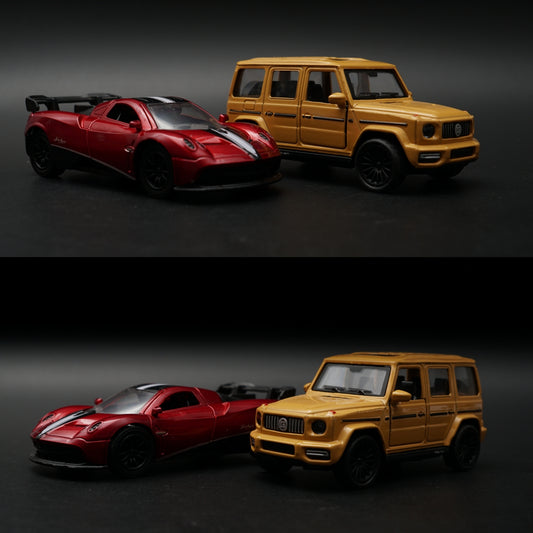 1:43 Diecast 2-Car Set | Pagani Zonda Red + Mercedes-AMG G63 Matte Gold -  Kunju Vandi