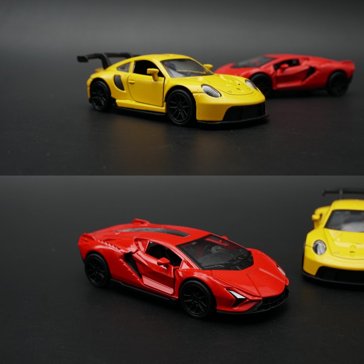 1:43 Diecast 2-Car Set | Porsche 911 GT3 RS Yellow + Lamborghini Revuelto Red -  Kunju Vandi  