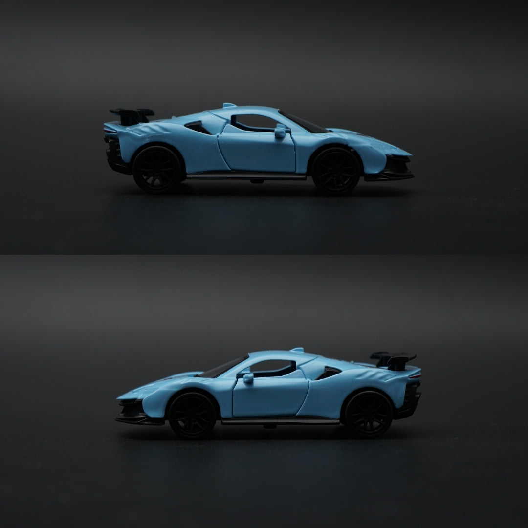 1:43 Ferrari Supercar Diecast — Baby Blue | Track-Ready Aero Edition -  Kunju Vandi  
