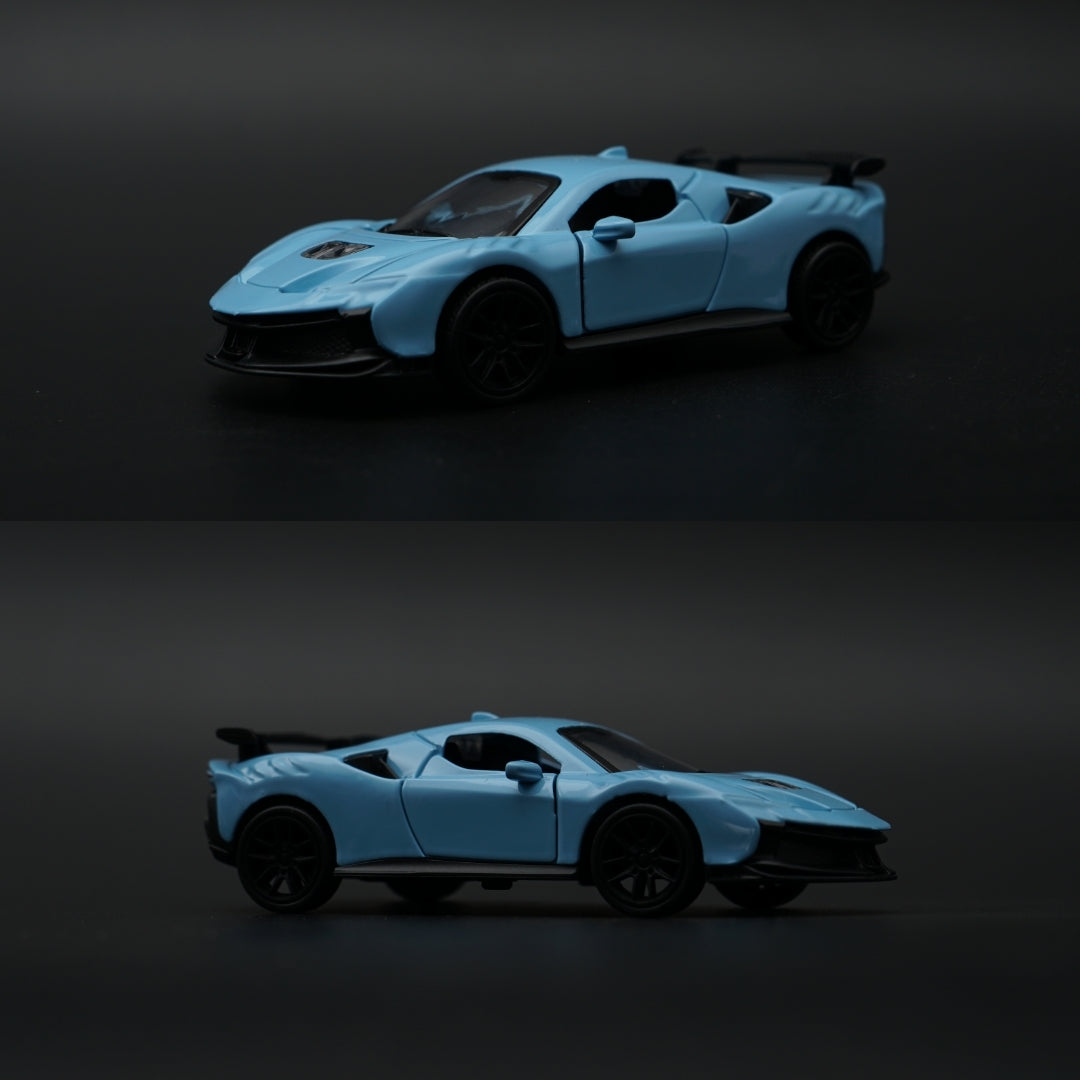 1:43 Ferrari Supercar Diecast — Baby Blue | Track-Ready Aero Edition -  Kunju Vandi  