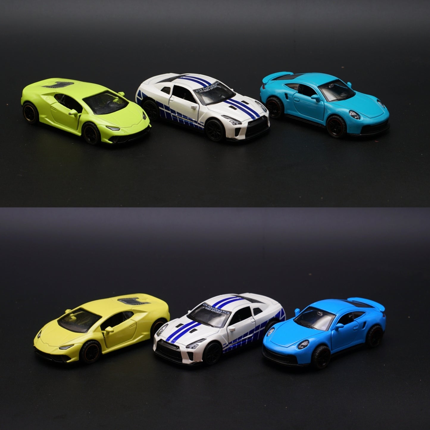 1:43 Lambo, GTR, Porsche Diecast Combo (Green , White, Blue ) -  Kunju Vandi  