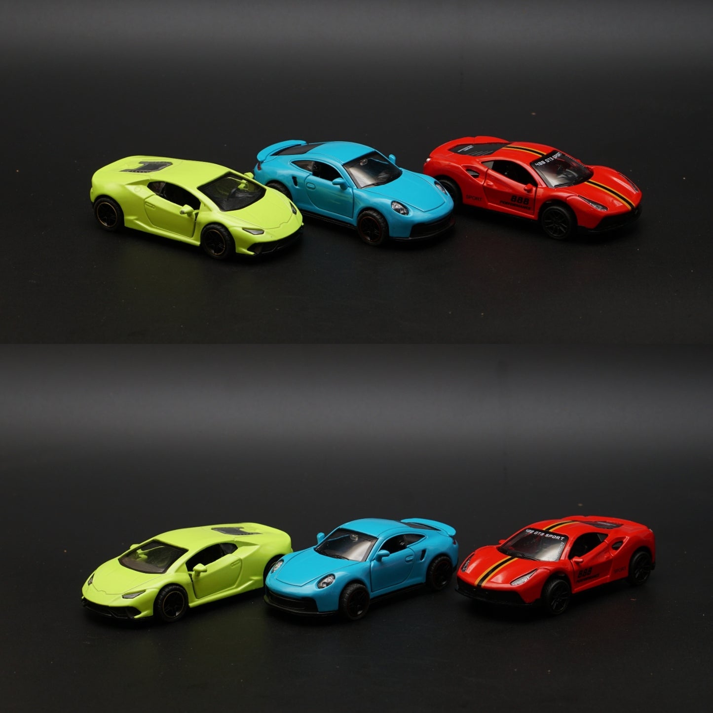 1:43 Lambo, Porsche, Ferrari Diecast Combo (Green,Blue,Red) -  Kunju Vandi  
