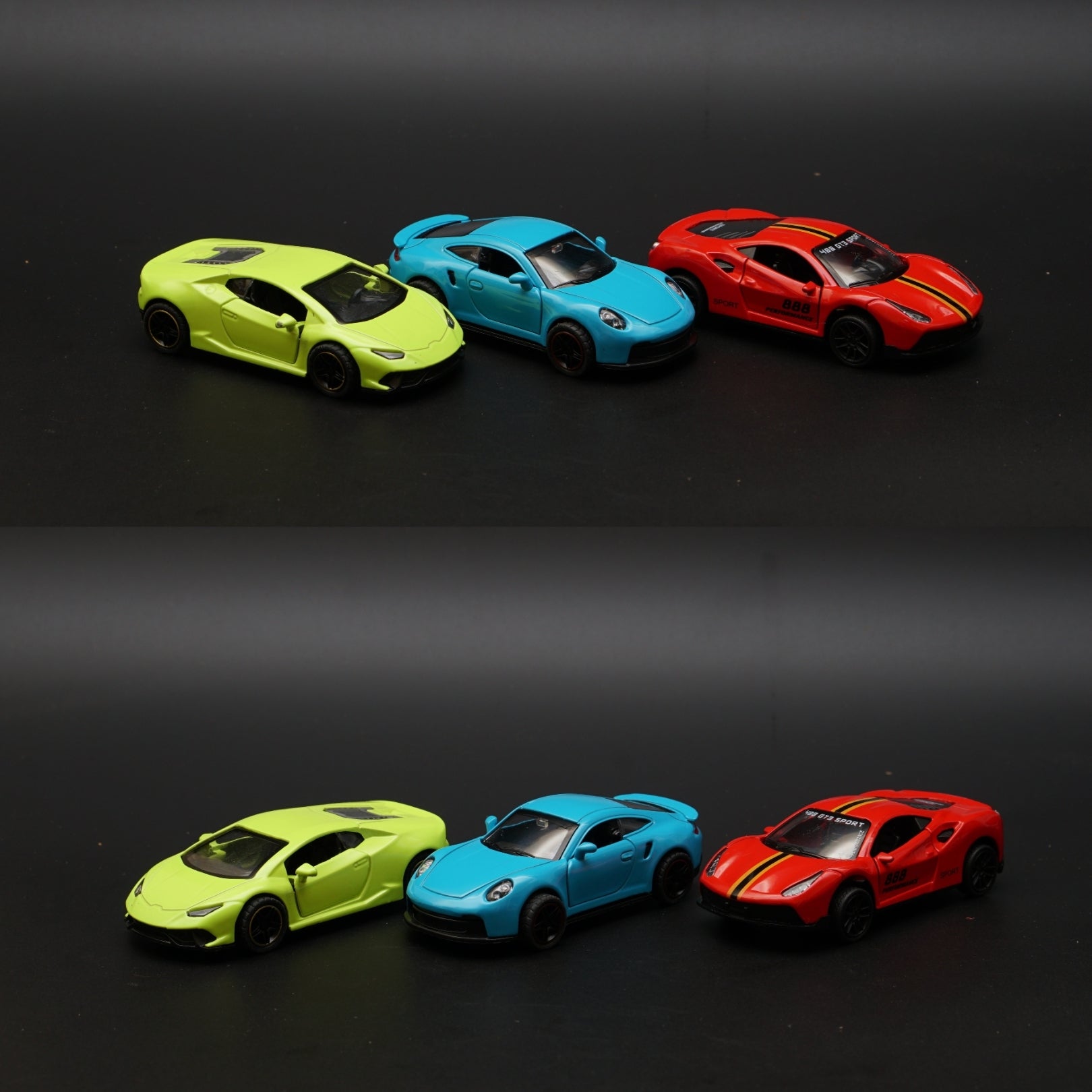 1:43 Lambo, Porsche, Ferrari Diecast Combo (Green,Blue,Red) -  Kunju Vandi  