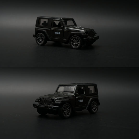 1:43 Mahindra Thar Diecast — All Black | India's Iconic Off-Roader -  Kunju Vandi