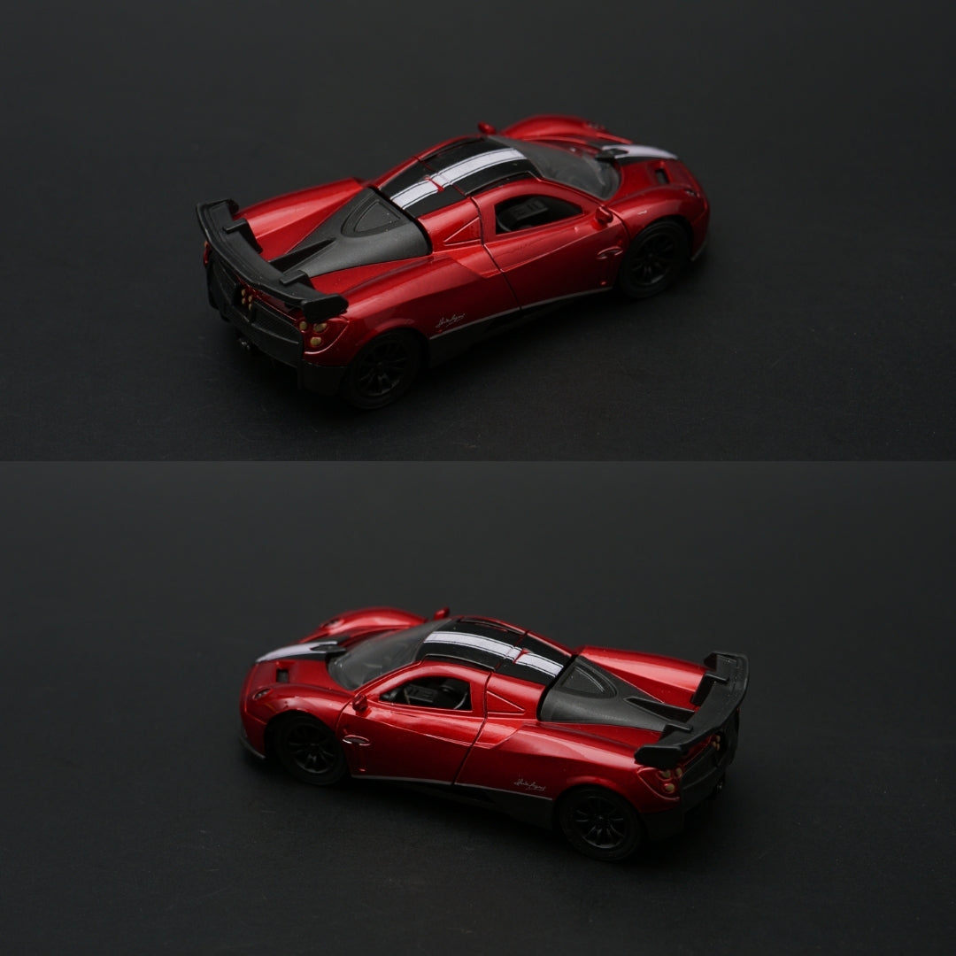 1:43 Pagani Zonda Diecast — Metallic Red | Racing Stripe Hypercar Model -  Kunju Vandi  