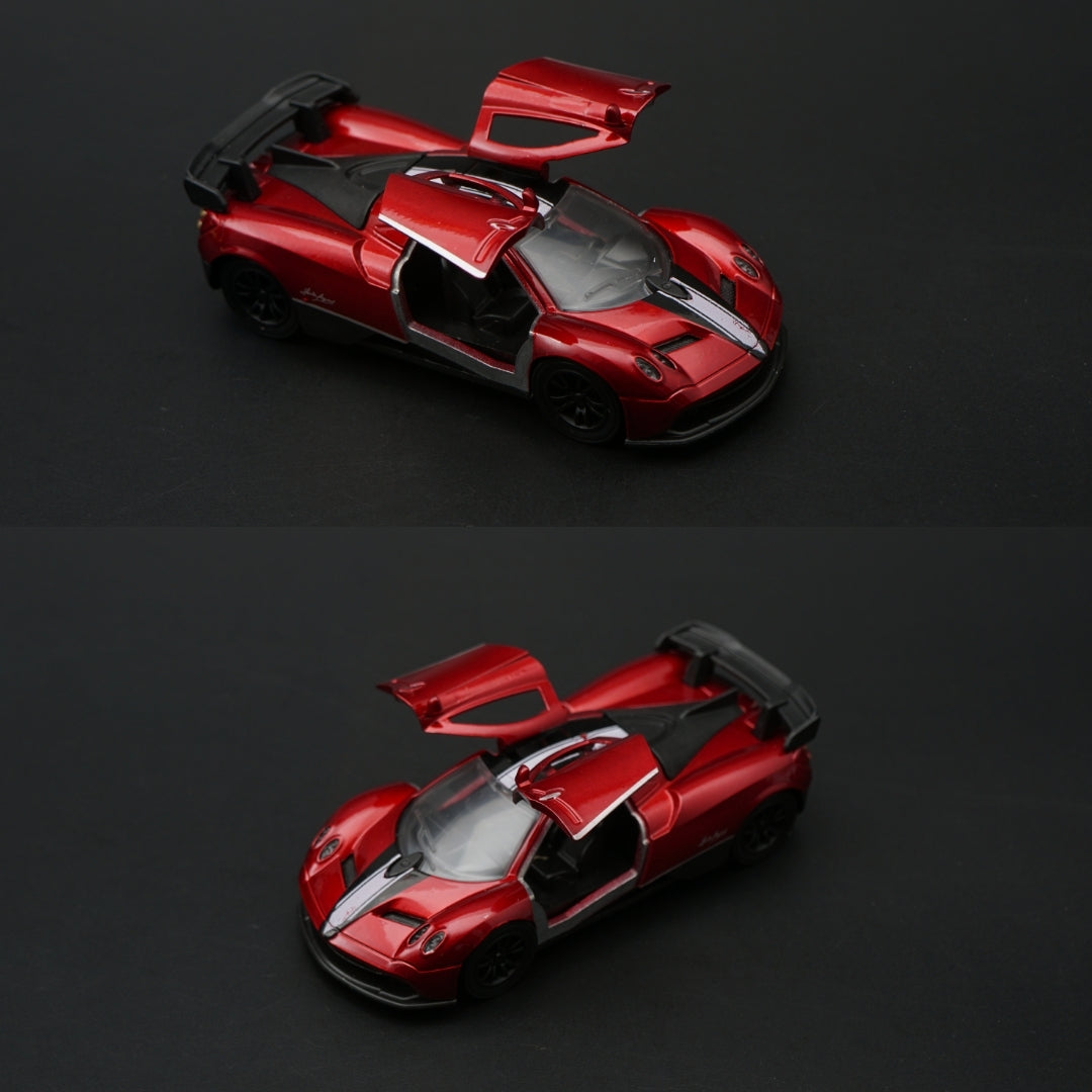 1:43 Pagani Zonda Diecast — Metallic Red | Racing Stripe Hypercar Model -  Kunju Vandi  