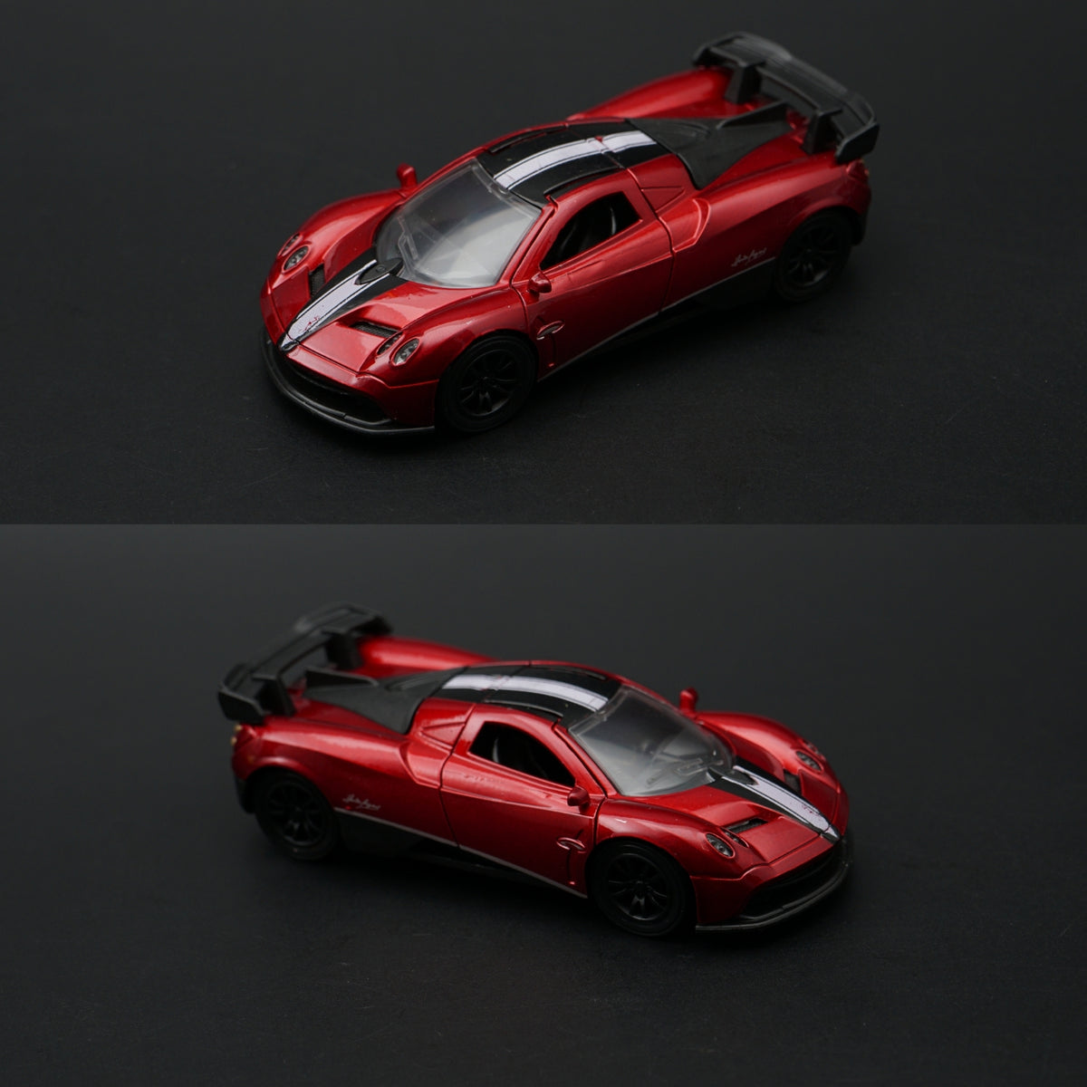 1:43 Pagani Zonda Diecast — Metallic Red | Racing Stripe Hypercar Model -  Kunju Vandi  