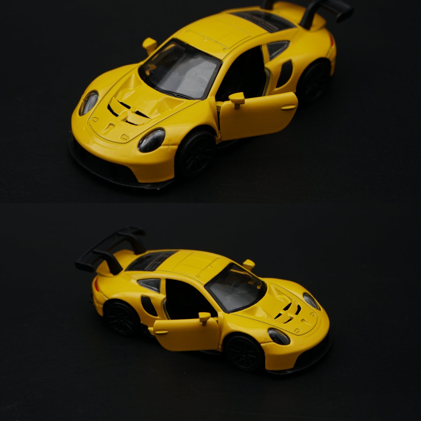 1:43 Porsche 911 GT3 RS Diecast — Racing Yellow & Black Aero Edition -  Kunju Vandi  
