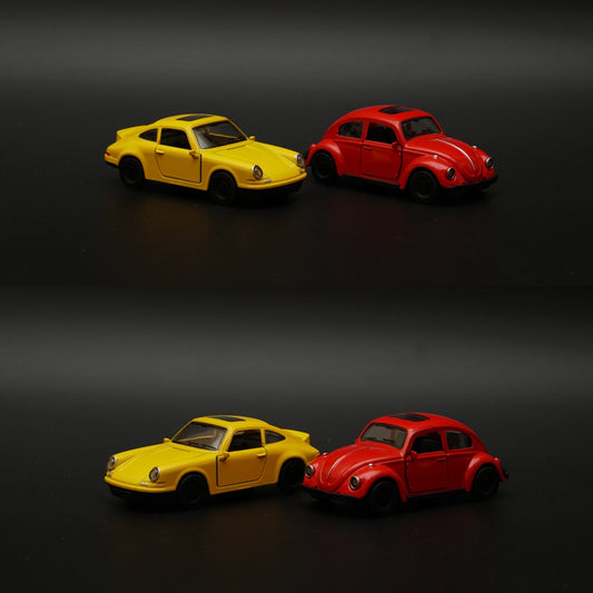 1:43 Porsche, Beetle Diecast Combo (Yellow, Red) -  Kunju Vandi  