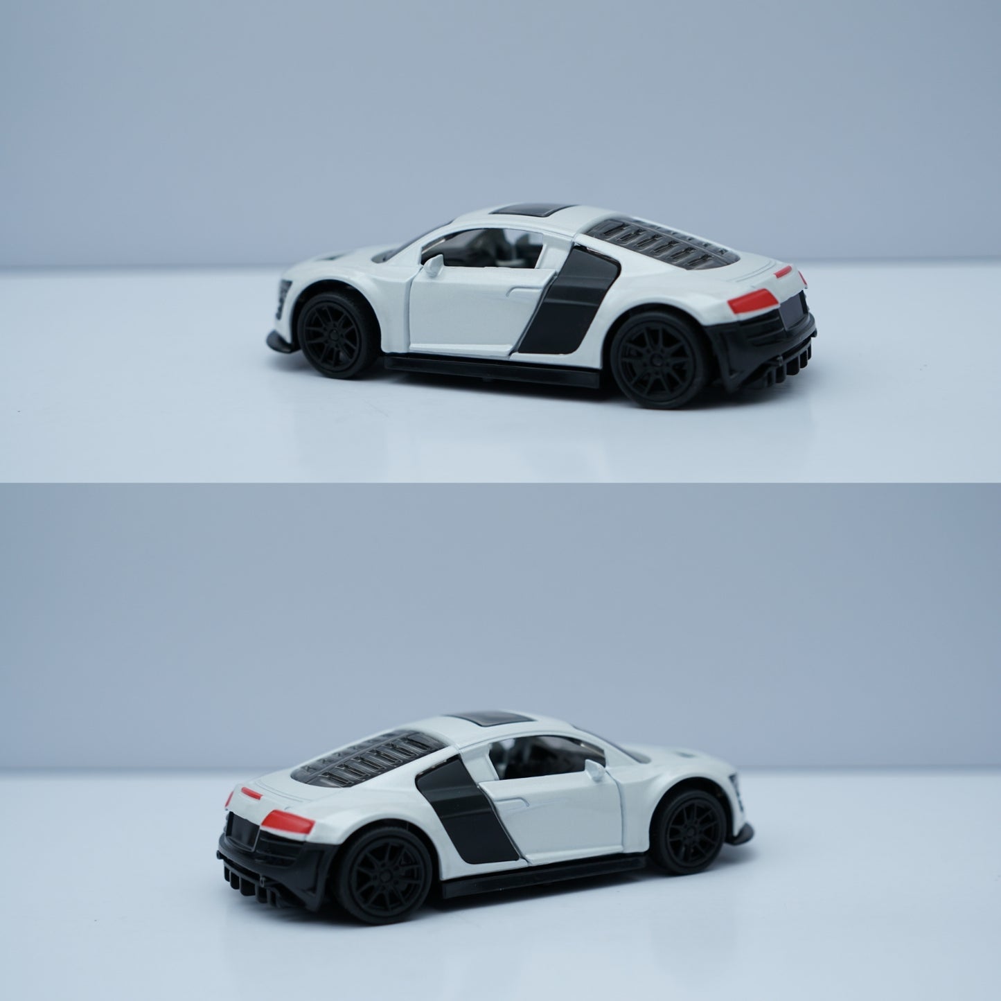 1:43 Scale Audi R8 Style Diecast Car – White Sports Model with Opening Doors (Metal Body) -  Kunju Vandi  