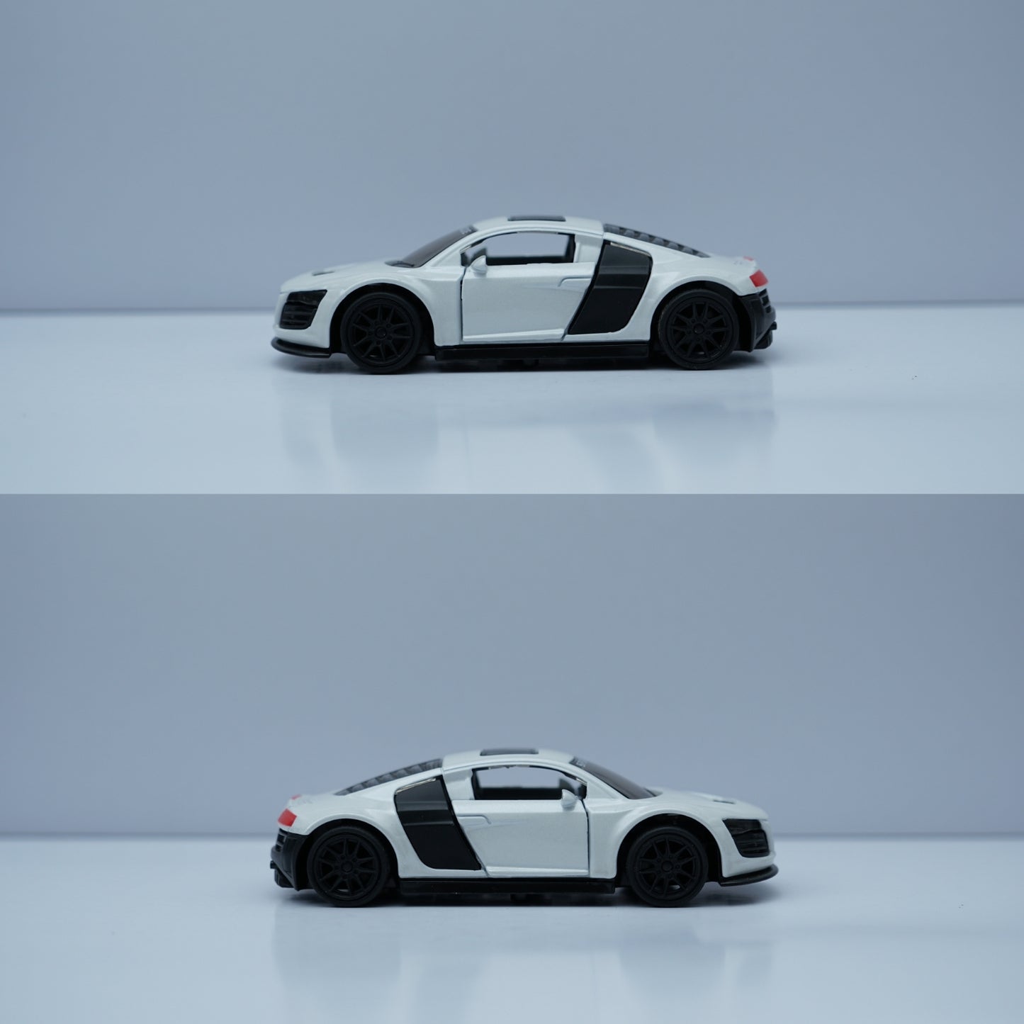 1:43 Scale Audi R8 Style Diecast Car – White Sports Model with Opening Doors (Metal Body) -  Kunju Vandi  