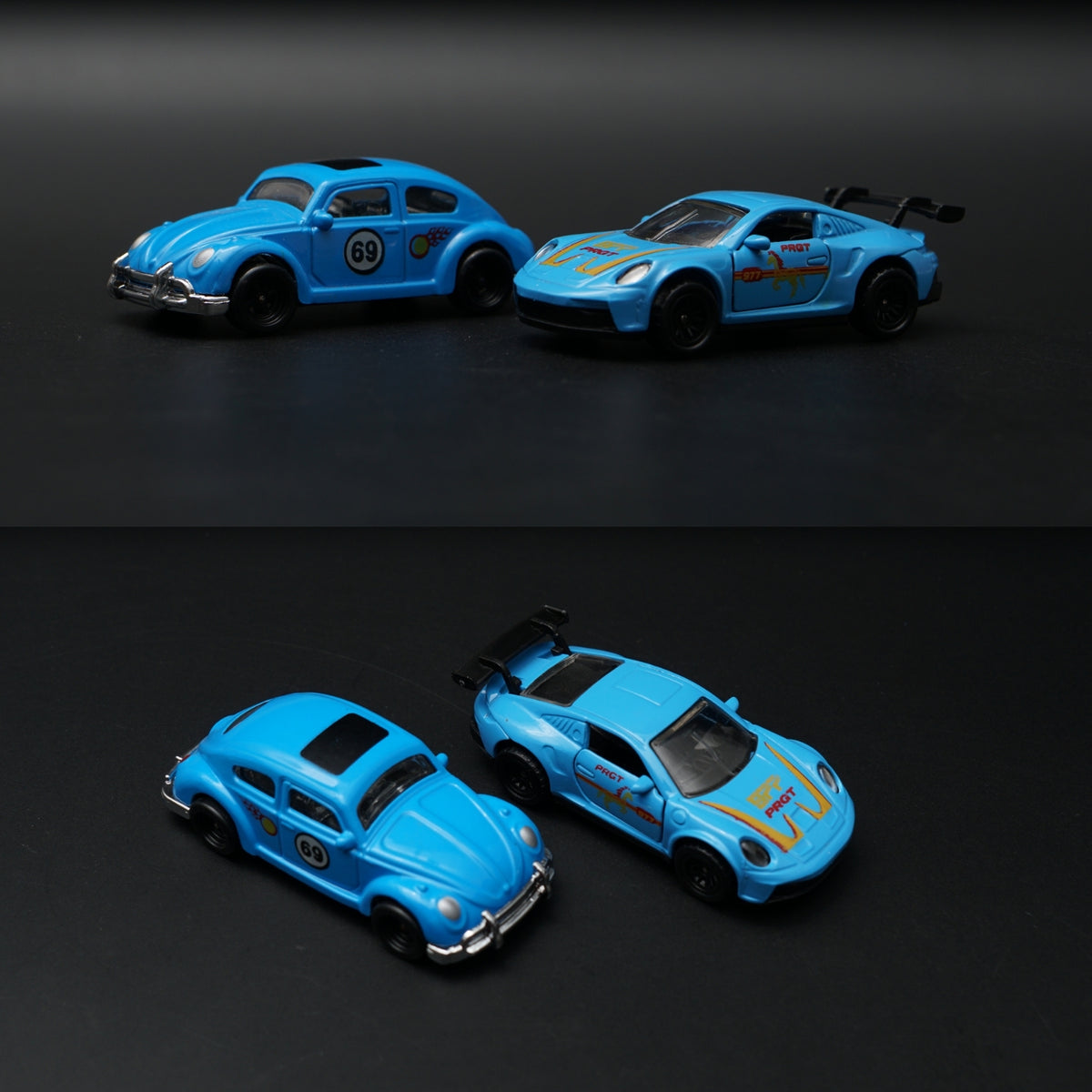 1:64 Diecast 2-Car Set | VW Beetle FOX + Porsche 911 GT3 | Random Colour Surprise -  Kunju Vandi
