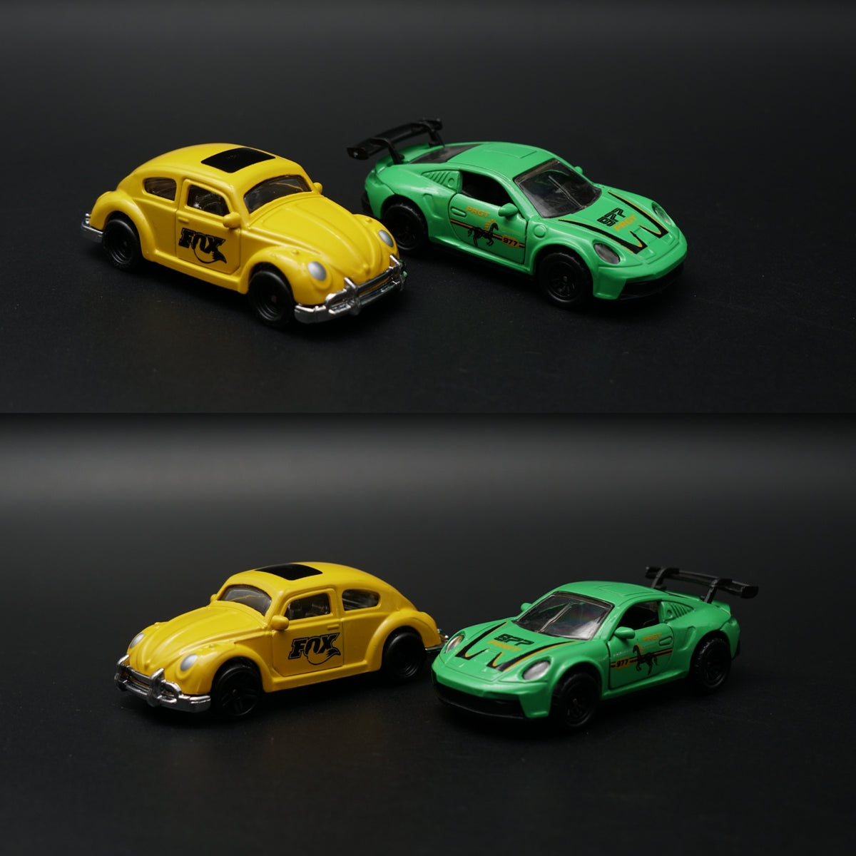 1:64 Diecast 2-Car Set | VW Beetle FOX + Porsche 911 GT3 | Random Colour Surprise -  Kunju Vandi