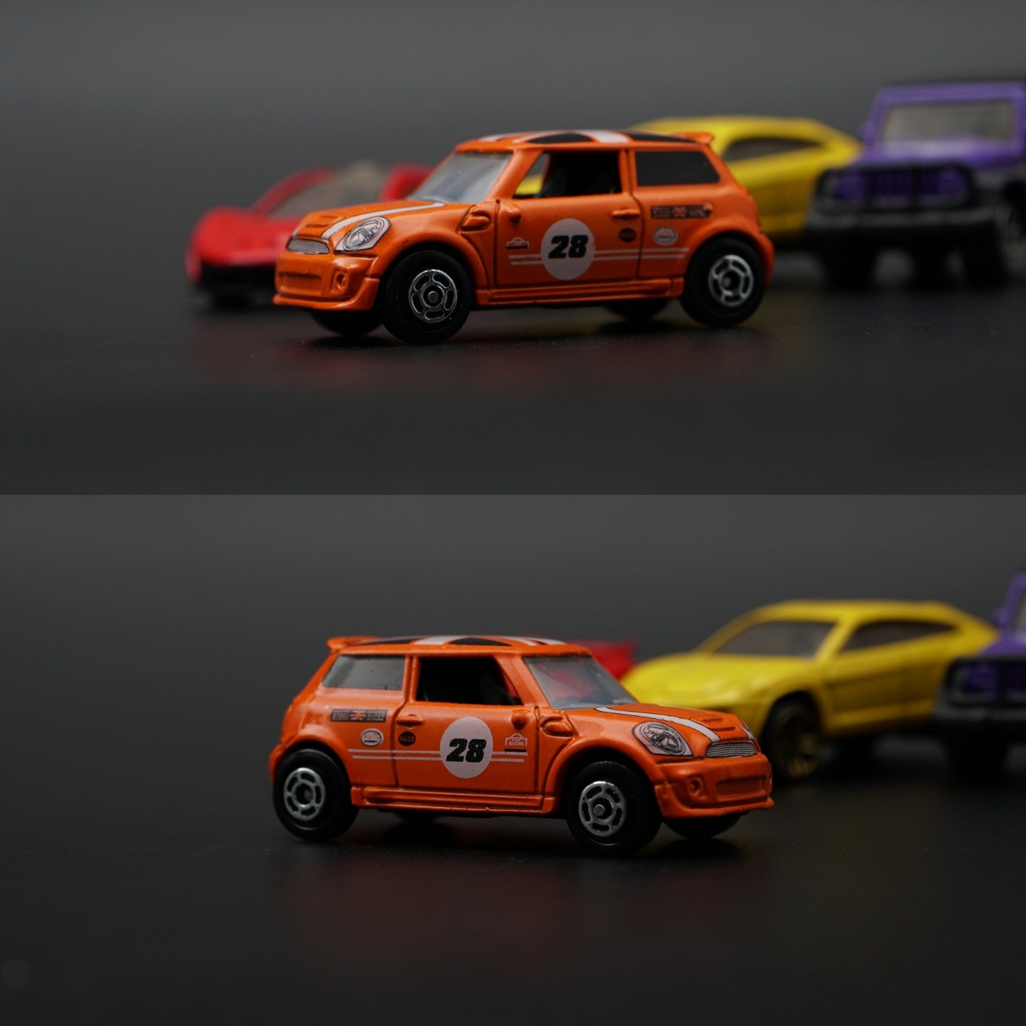 1:64 Diecast 4-Car Set | Orange Mini · Red McLaren P1 · Yellow Urus · Purple Jeep Wrangler -  Kunju Vandi  