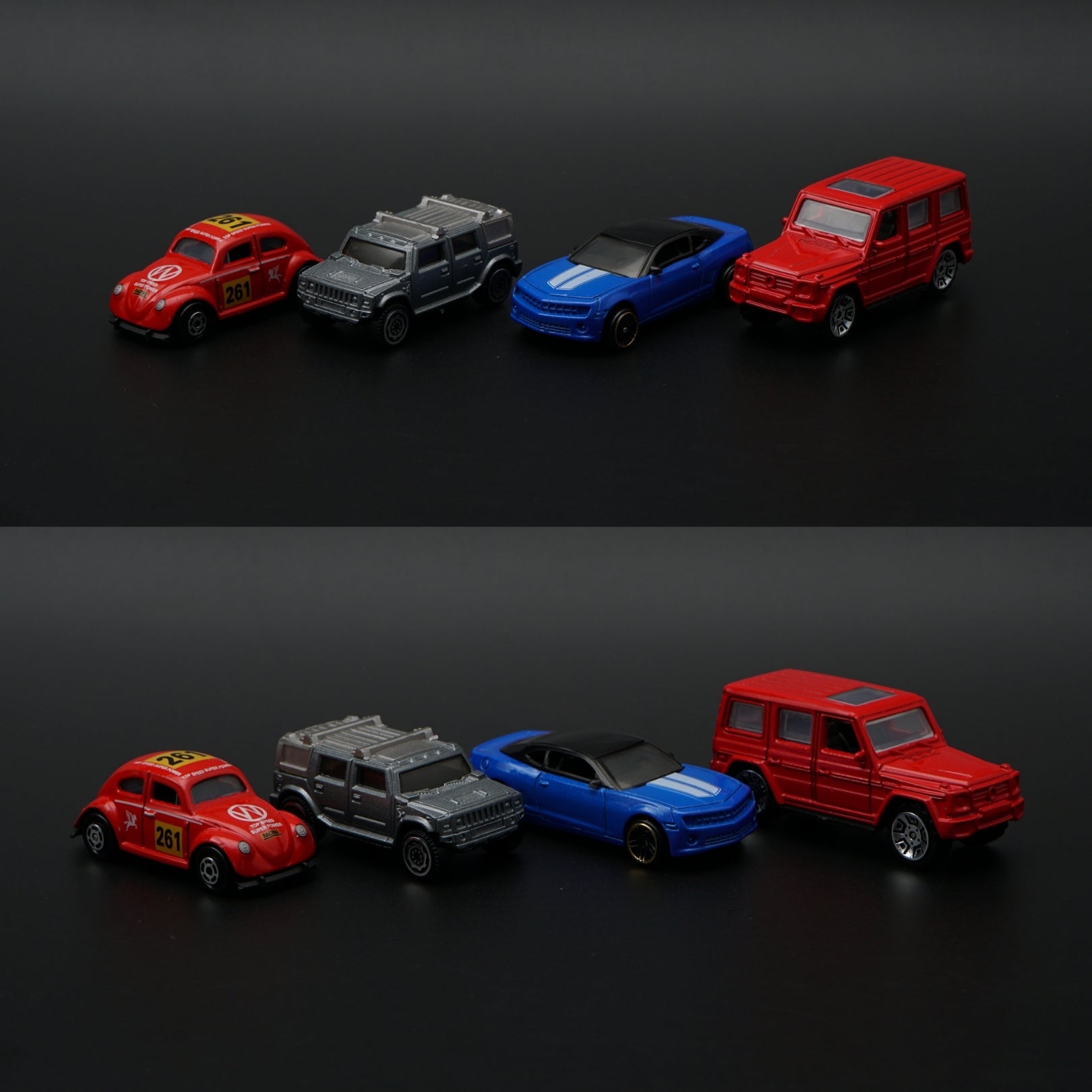 1:64 Diecast 4-Car Set | VW Beetle Rally · Hummer H2 · Chevy Camaro · Mercedes G-Class -  Kunju Vandi  