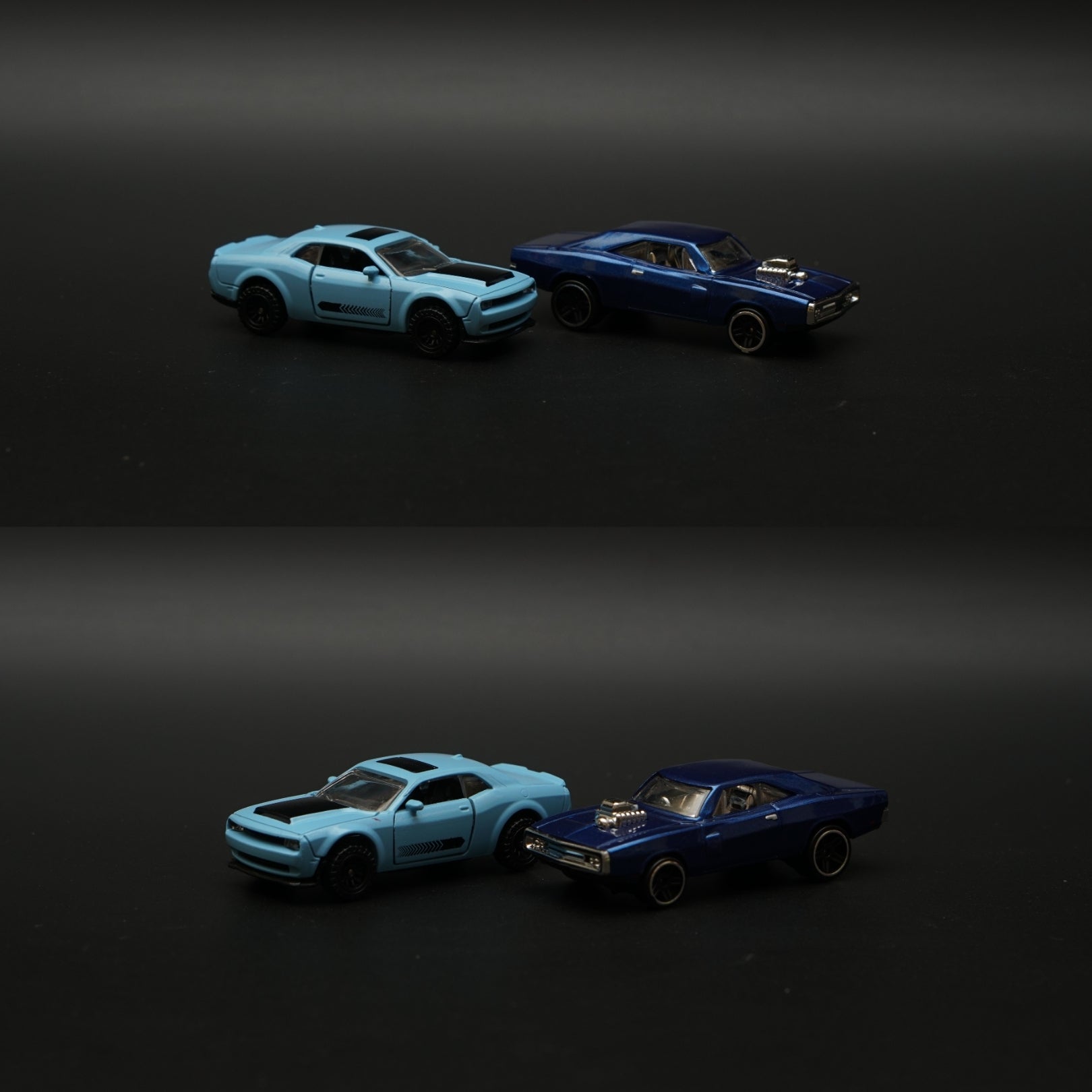 1:64 Dodge Charger , Challenger Diecast Combo (Blue Blue) -  Kunju Vandi  
