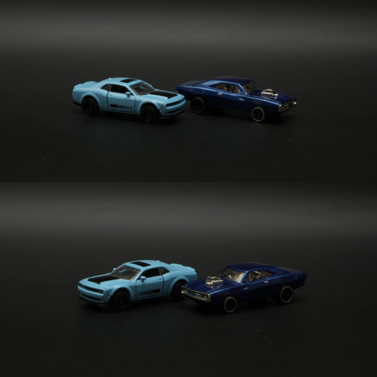 1:64 Dodge Charger , Challenger Diecast Combo (Blue Blue) -  Kunju Vandi  