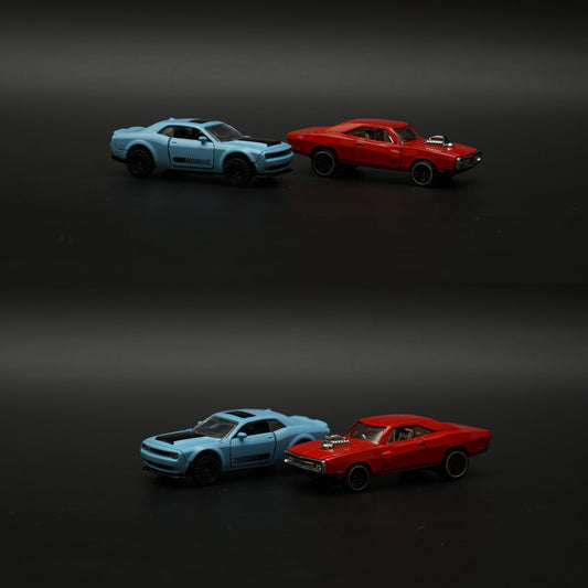 1:64 Dodge Charger , Challenger Diecast Combo (Blue Red) -  Kunju Vandi  