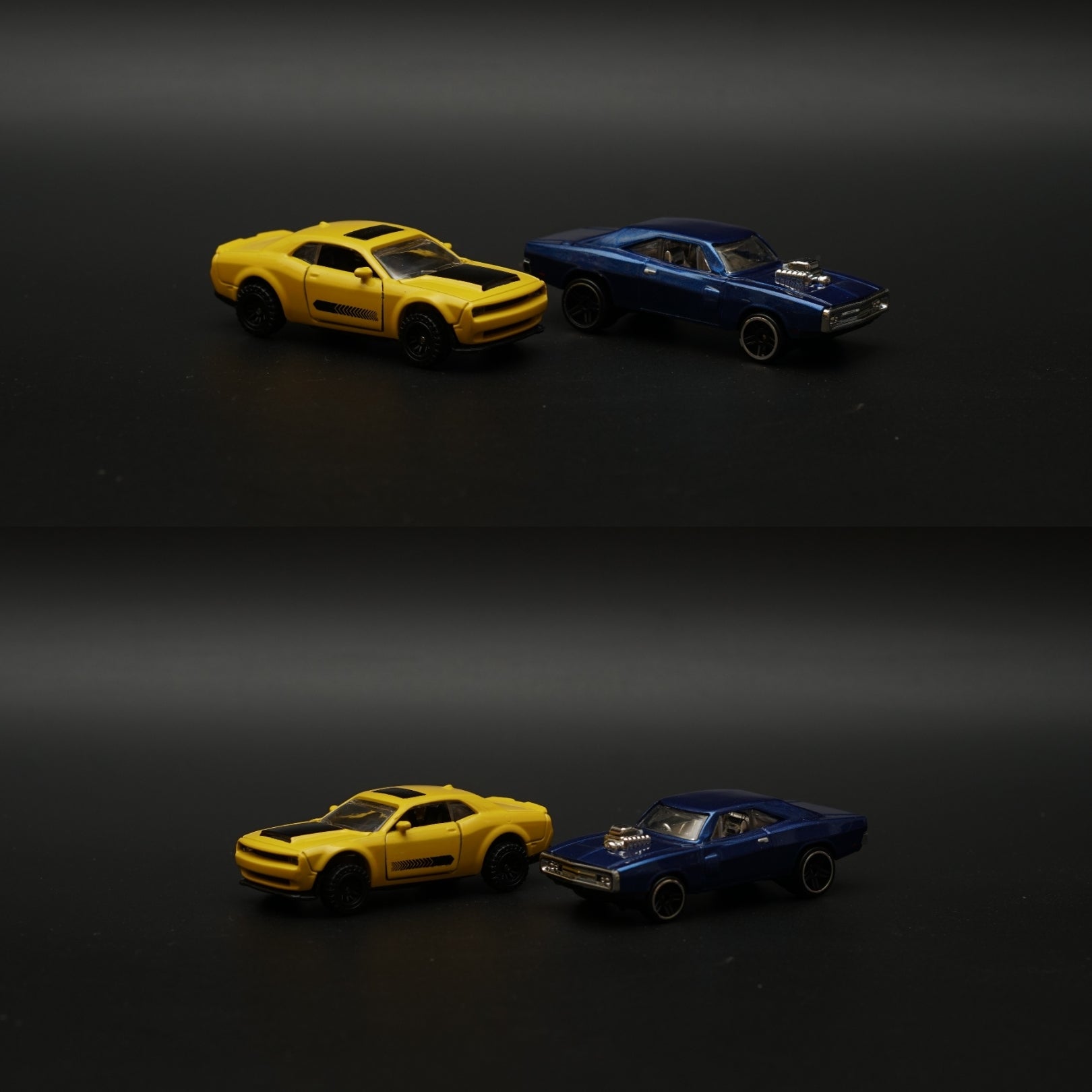 1:64 Dodge Charger , Challenger Diecast Combo (Blue Yellow) -  Kunju Vandi  