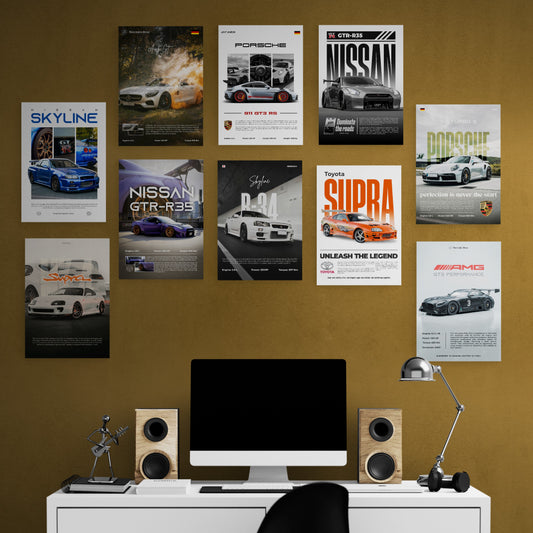 10 Cars Wall Poster 21x29 CM -  Kunju Vandi  
