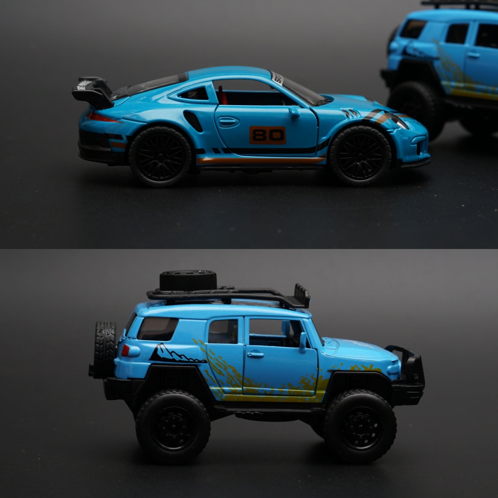1:36 Porsche , Fj Cruiser Diecast Combo -  Kunju Vandi  