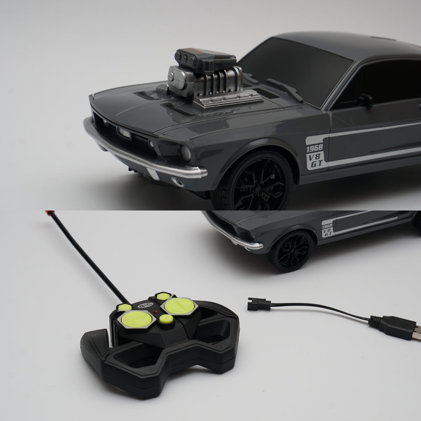 1:24 Mustang 1968 Remote control, Grey