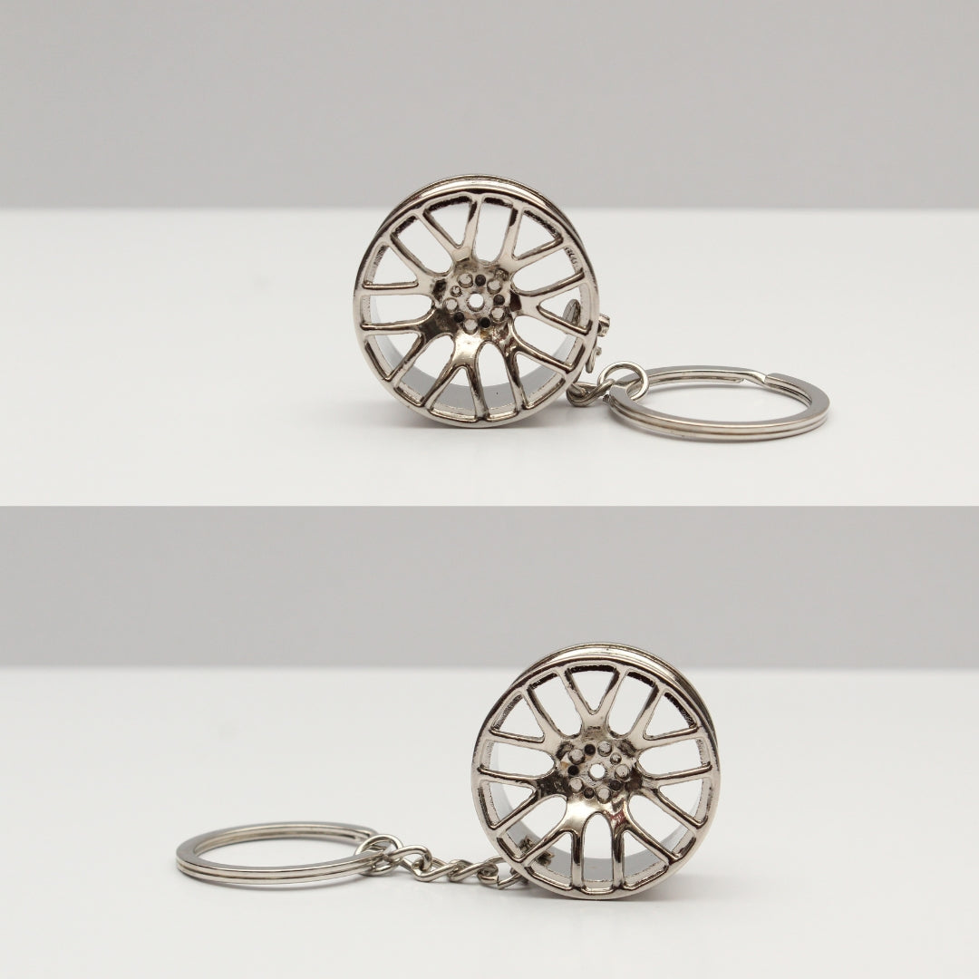 Car parts Keychain (Metal) Chrome Wheel -  Kunju Vandi  