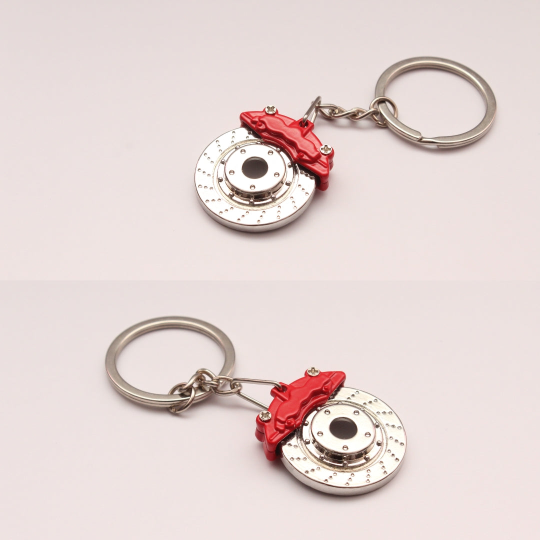 Car parts Keychain (Metal) Brake Disc and Caliper (Red)