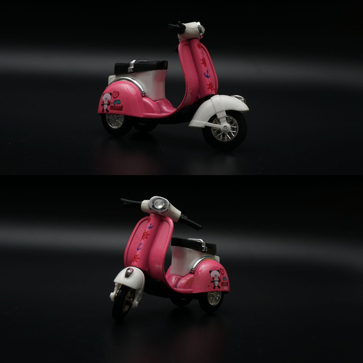 Cute Retro Scooter Diecast | Pink & White | Nautical Panda Design -  Kunju Vandi
