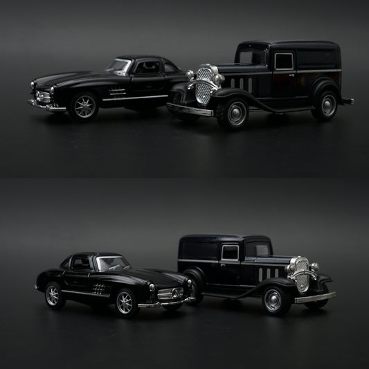 Diecast 2-Car Set | Mercedes 300SL Black 1:36 + Ford Model A Panel Van Black 1:43 -  Kunju Vandi  