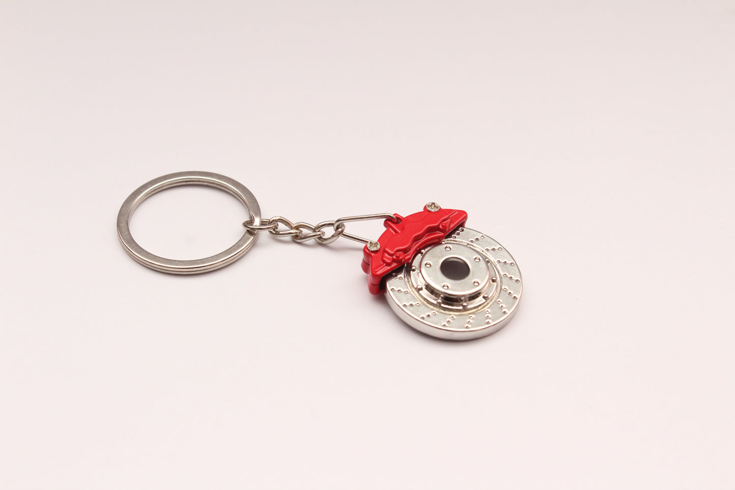 Car parts Keychain (Metal) Brake Disc and Caliper (Red)