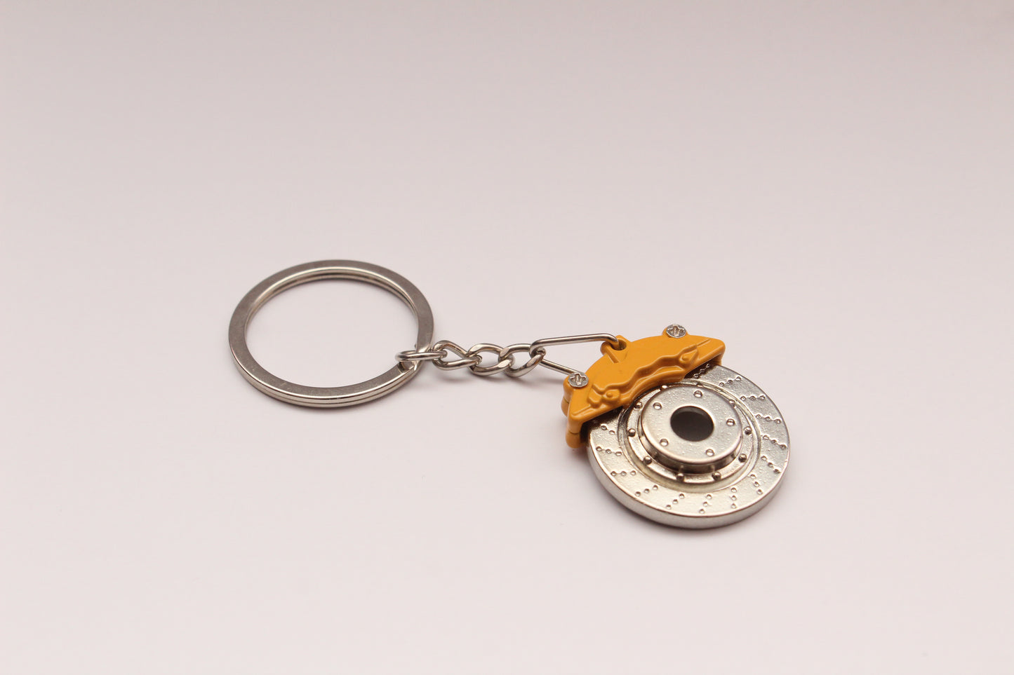 Car parts Keychain (Metal) Brake Disc and Caliper (Yellow)