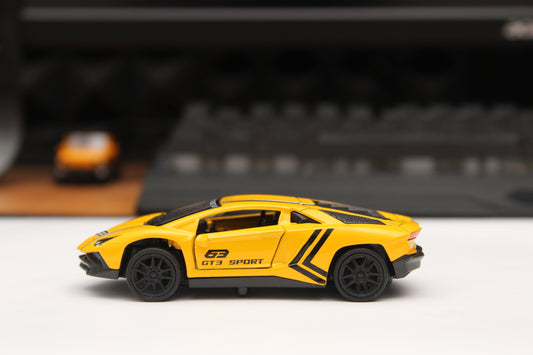 1:43 Lambo Yellow (Strips) Diecast -  Kunju Vandi  