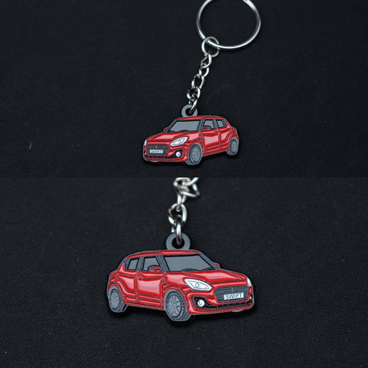 Maruthi Swift Metal Keychain Red (Double side) -  Kunju Vandi  