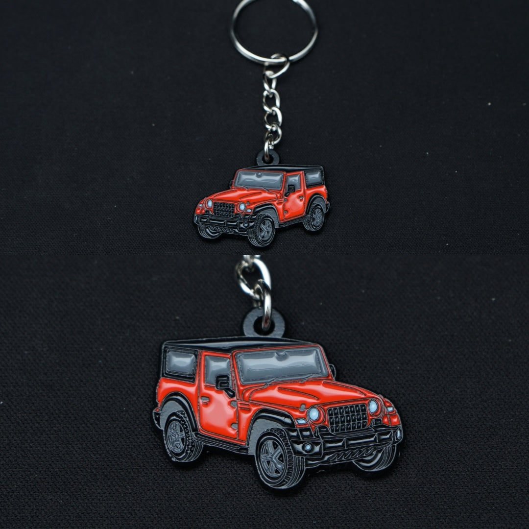 Thar Red Metal Keychain (Double side) -  Kunju Vandi  