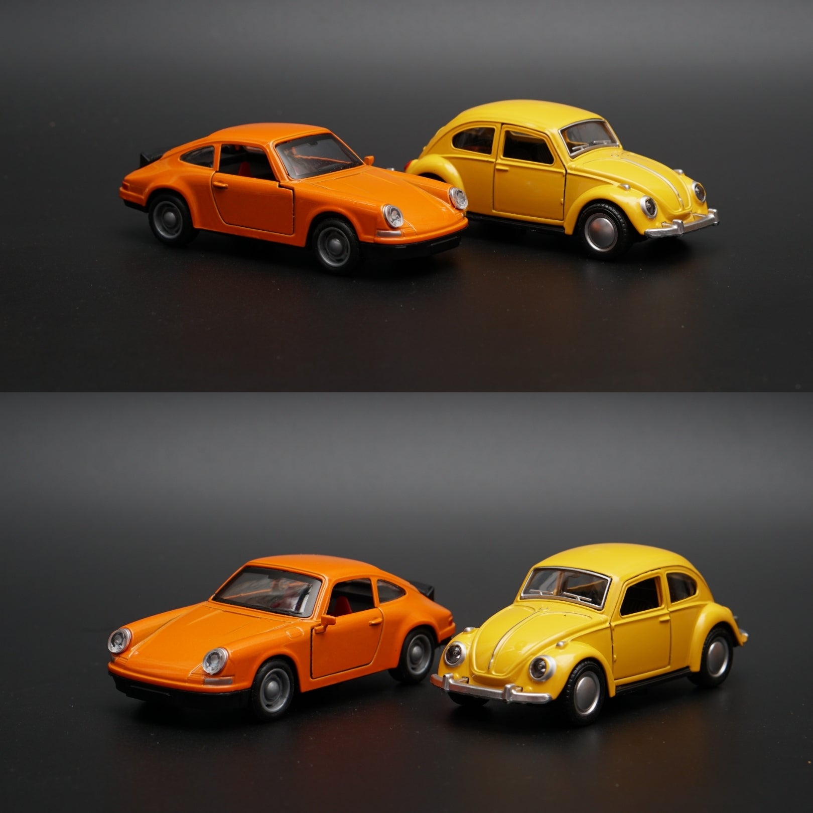1:36 Beetle , Porsche Diecast combo (Orange, Yellow) -  Kunju Vandi  