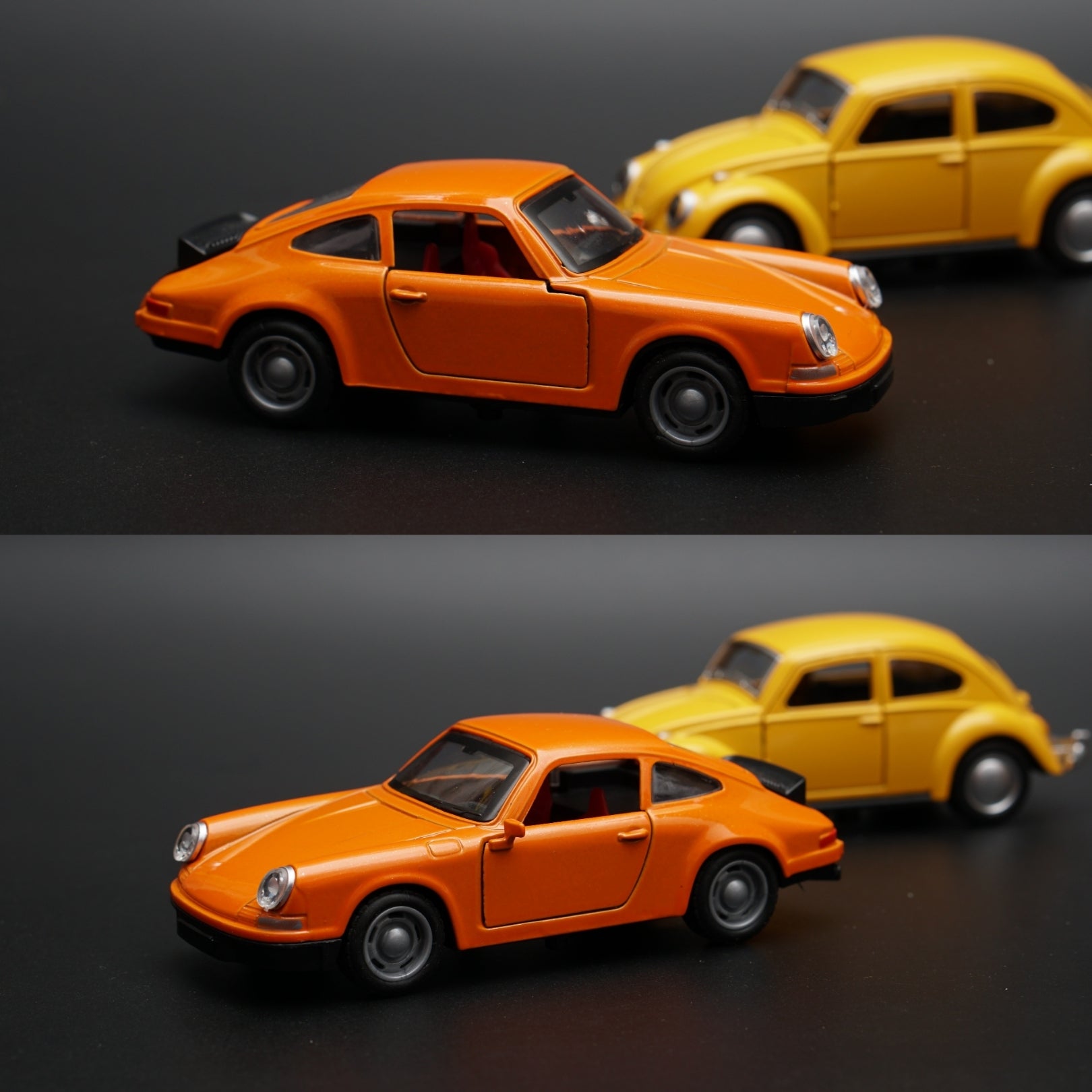 1:36 Beetle , Porsche Diecast combo (Orange, Yellow) -  Kunju Vandi  