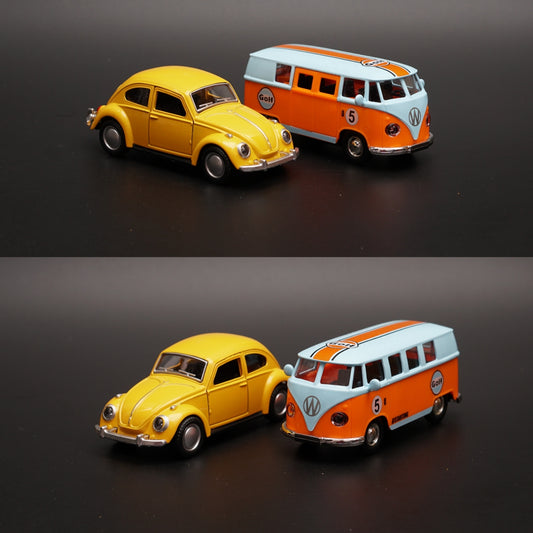 1:36 beetle, Volkswagen T1 Diecast Combo (Yellow,BlueTop) -  Kunju Vandi  