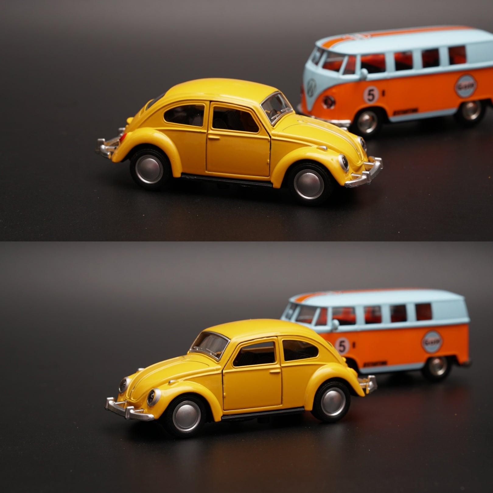 1:36 beetle, Volkswagen T1 Diecast Combo (Yellow,BlueTop) -  Kunju Vandi  